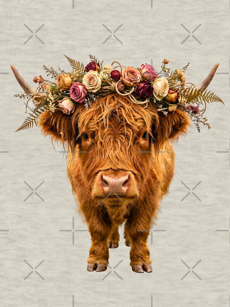 boho floral crown highland cow by ArtivioShop