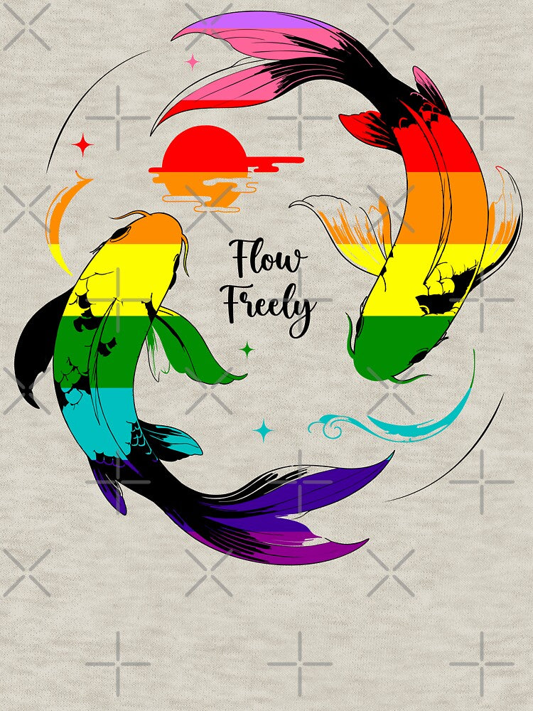 Flow Freely – Rainbow Koi Fish Pride Illustration by curushop