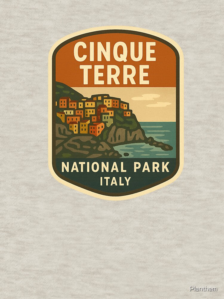 Cinque Terre National Park - Italy Vintage Travel Emblem by Planthem