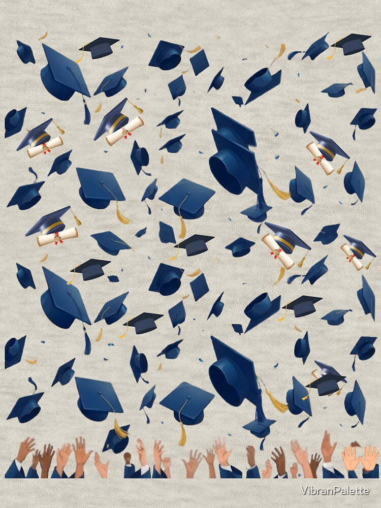 Graduation Caps Tossing in the Air Celebratory Confetti Graduation Day by VibranPalette