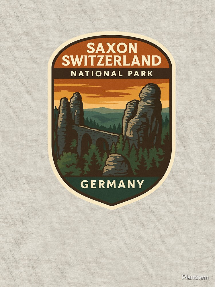 Saxon Switzerland National Park - Germany Vintage Travel Emblem by Planthem