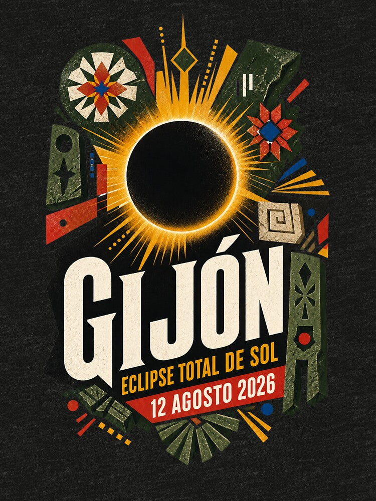 Gijón Eclipse Total de Sol 2026 Asturias Spain by Print Loft