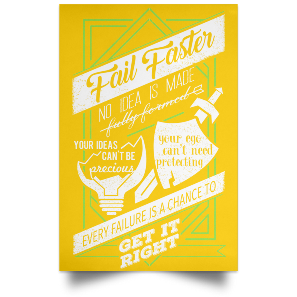 Fail Faster Black Poster