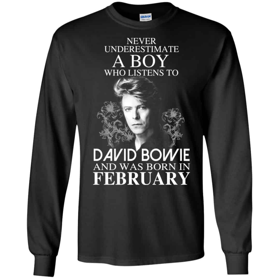 A Boy Who Listens To David Bowie And Was Born In February T-Shirts, Hoodie, Tank