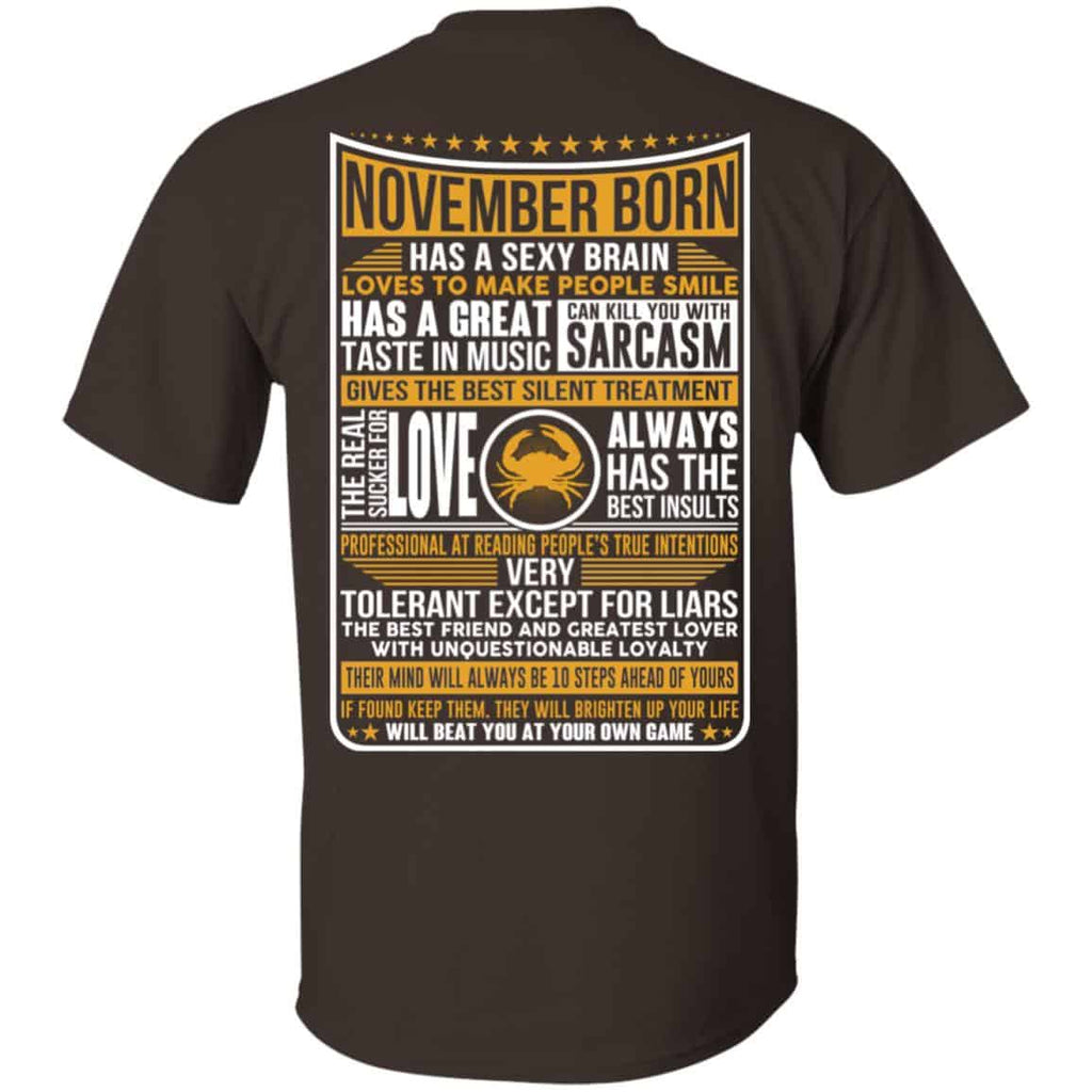 November Born Has A Sexy Brain Loves To Make People Smile T-Shirts, Hoodie, Tank