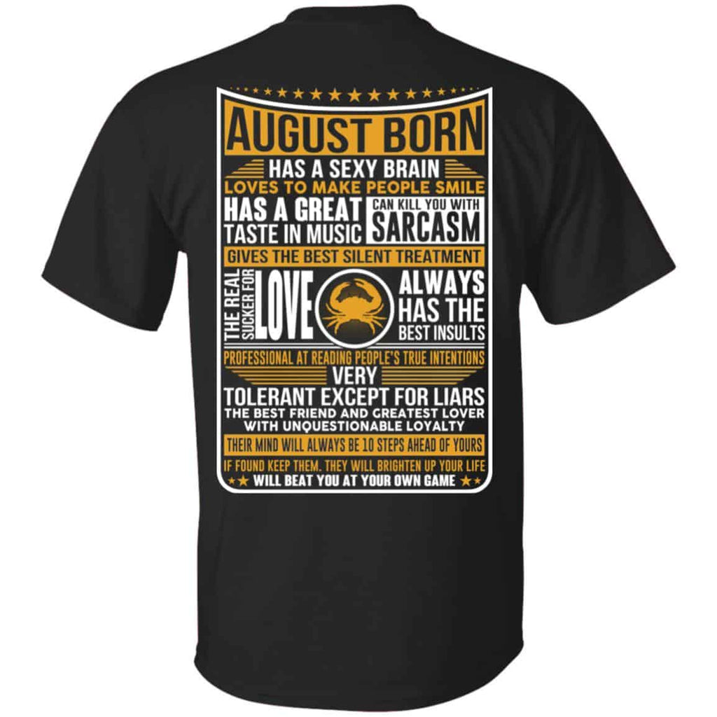 August Born Has A Sexy Brain Loves To Make People Smile T-Shirts, Hoodie, Tank