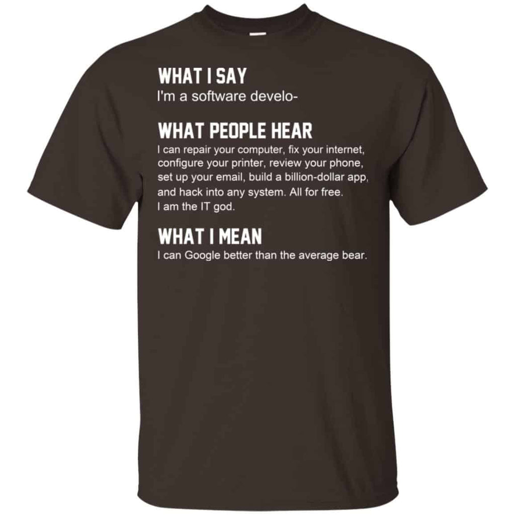 What I Say I’m A Software Developer What People Hear What I Mean T-Shirts, Hoodie, Tank