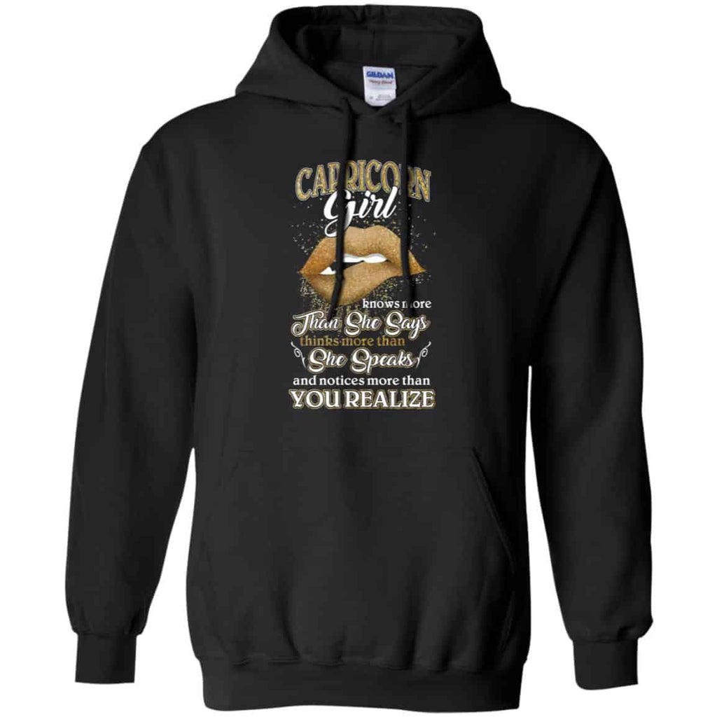 Capricorn Girl Knows More Than She Says Zodiac Birthday T-Shirts, Hoodie, Tank