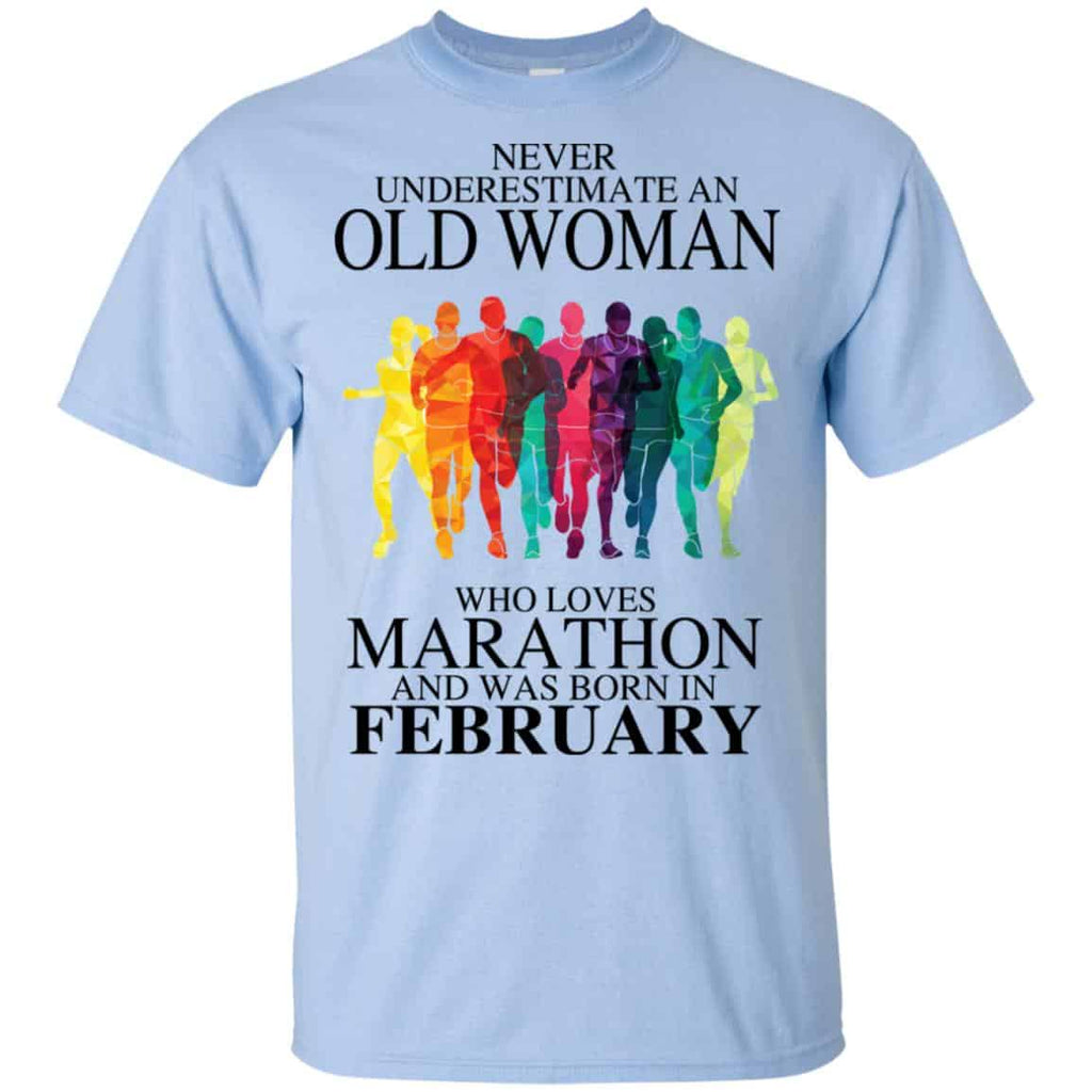 An Old Woman Who Loves Marathon And Was Born In February T-Shirts, Hoodie, Tank