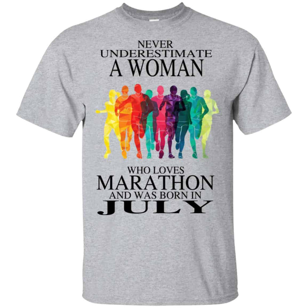 A Woman Who Loves Marathon And Was Born In July T-Shirts, Hoodie, Tank