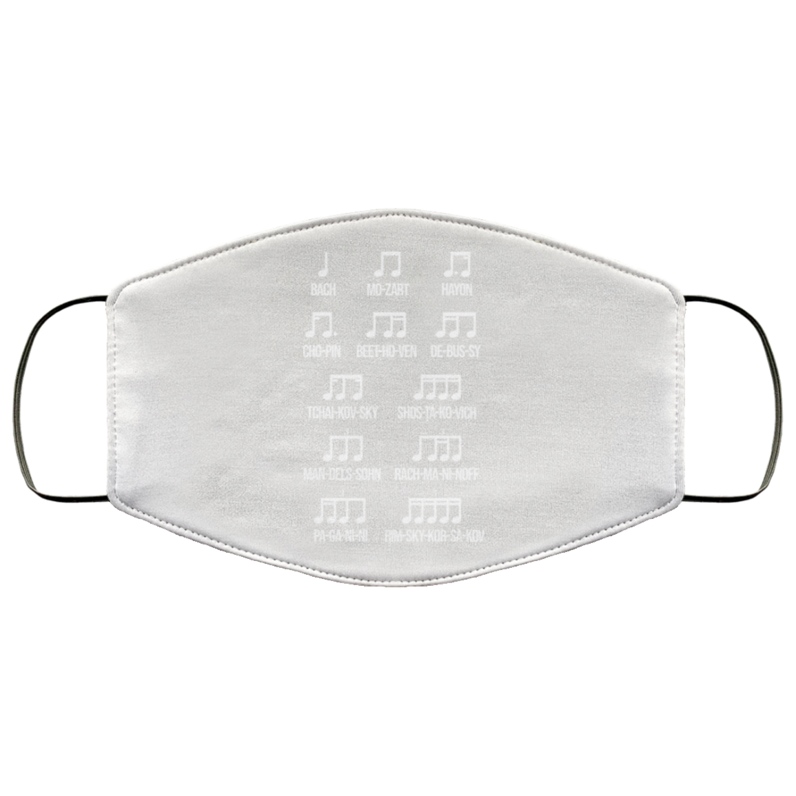Composer Rhythm Music Gift Bach Mozart Beethoven Chopin Camiseta Face Mask