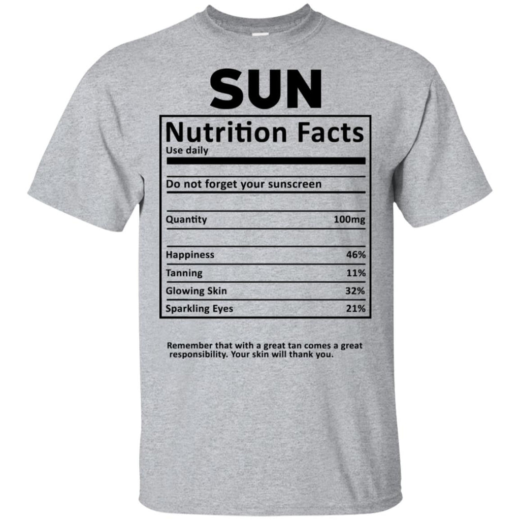 Sun Nutrition Facts T-Shirts, Hoodie, Tank