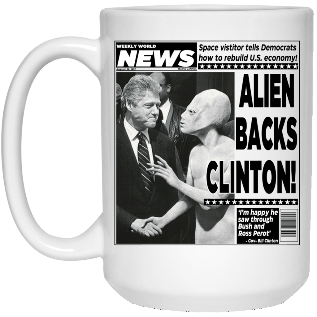 Vintage World News Alien Backs Clinton Mug