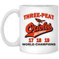 Three Peat Orioles Baltimore World Champions Mug