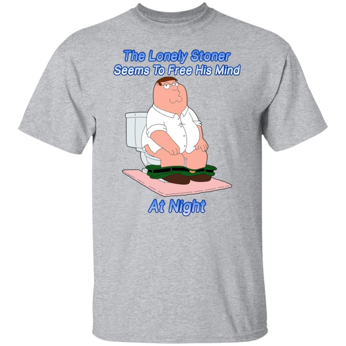 The Lonely Stoner Seems To Free His Mind At Night Peter Griffin Version Shirt, Hoodie, Tank