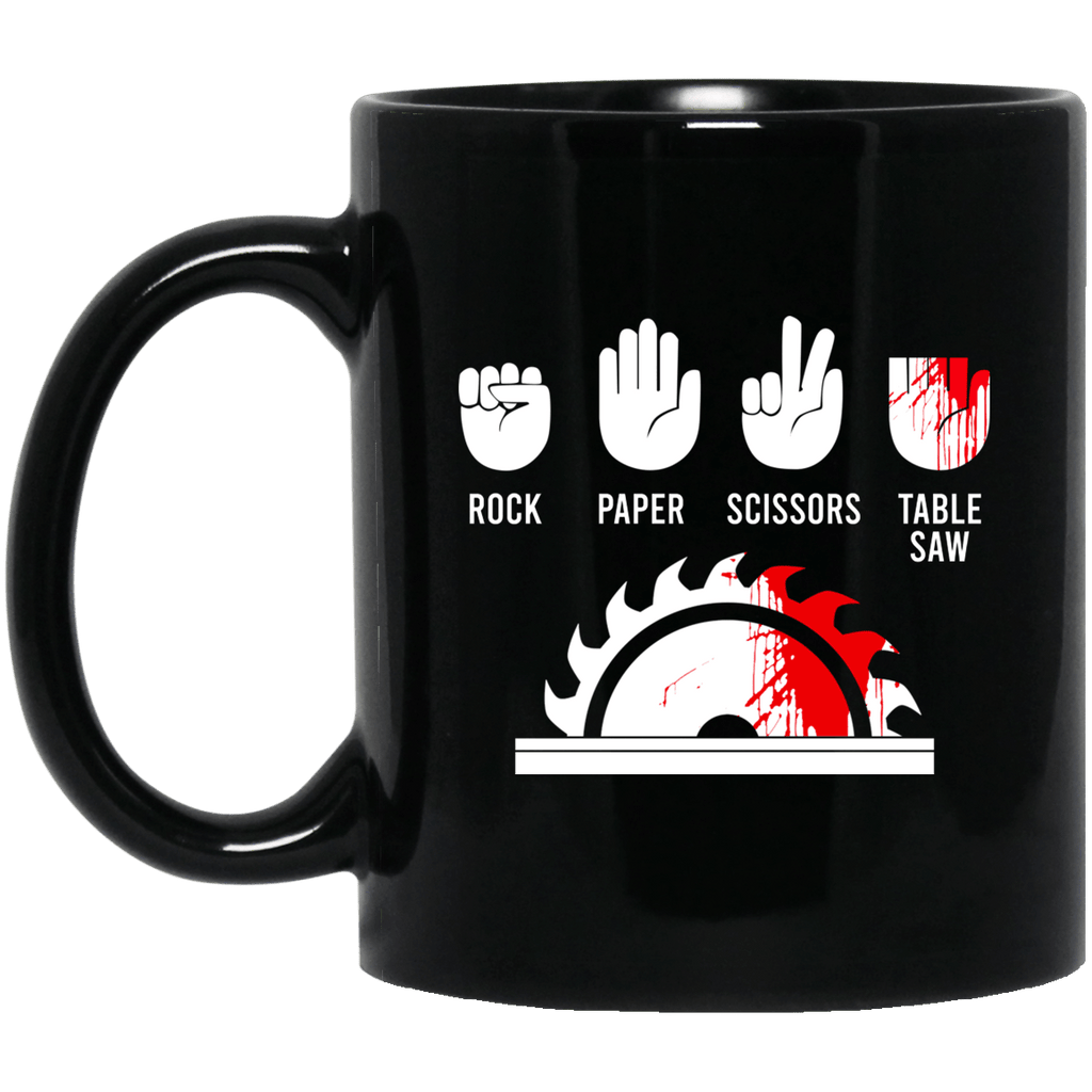 Rock Paper Scissors Table Saw Mug