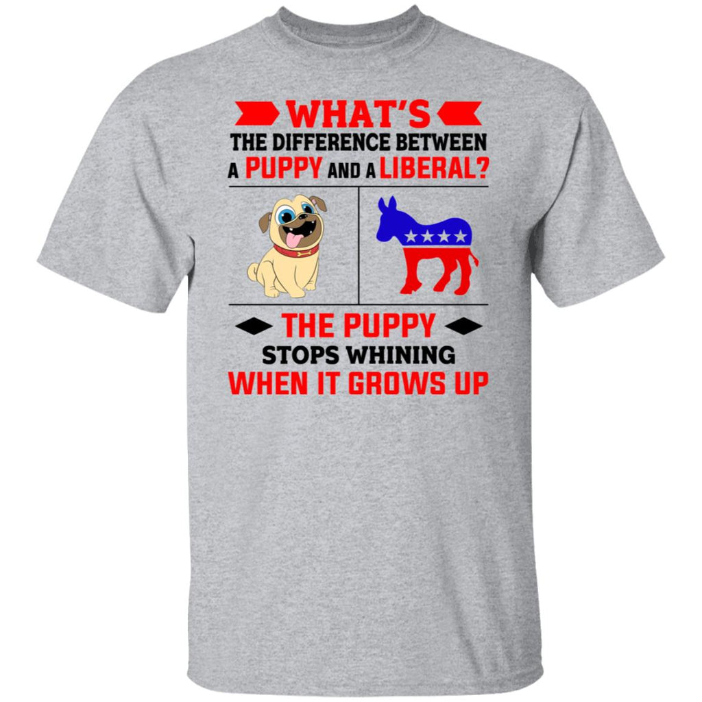 What’s The Difference Between A Puppy And A Liberal The Puppy Stops Whining When It Grows Up Shirt, Hoodie, Tank