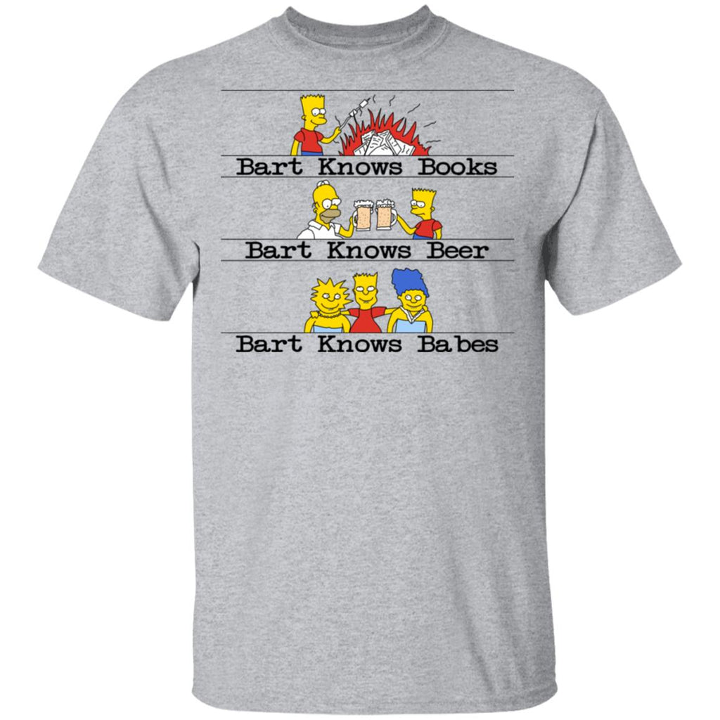 Bart Knows Books Bart Knows Beer Bart Knows Babes The Simpsons Shirt, Hoodie, Tank