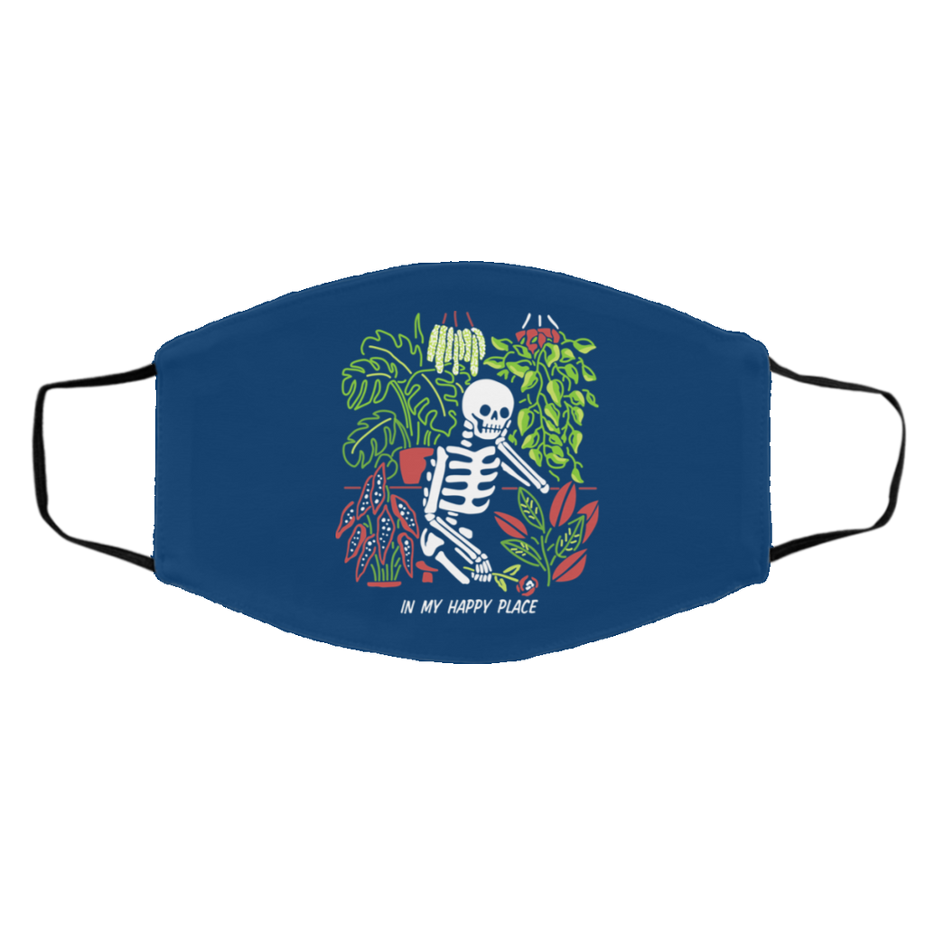 Skull Skeleton In My Happy Place Face Mask