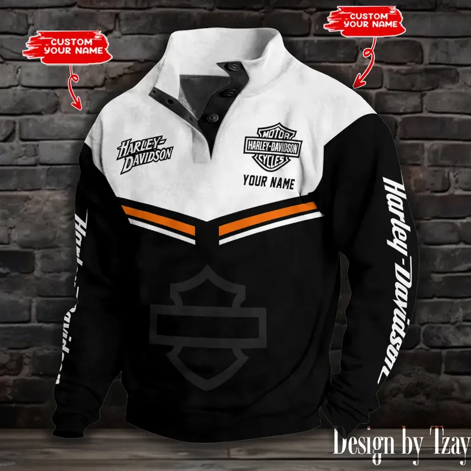 Personalized Haarleyy Davidson Colorful Stand Collar Sweatshirt