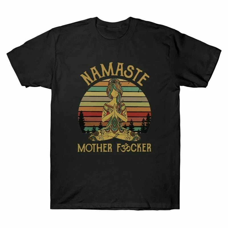 Yoga Retro Gifts Cotton Men's Novelty Namaste T-Shirt Mother Fvcker Vintage