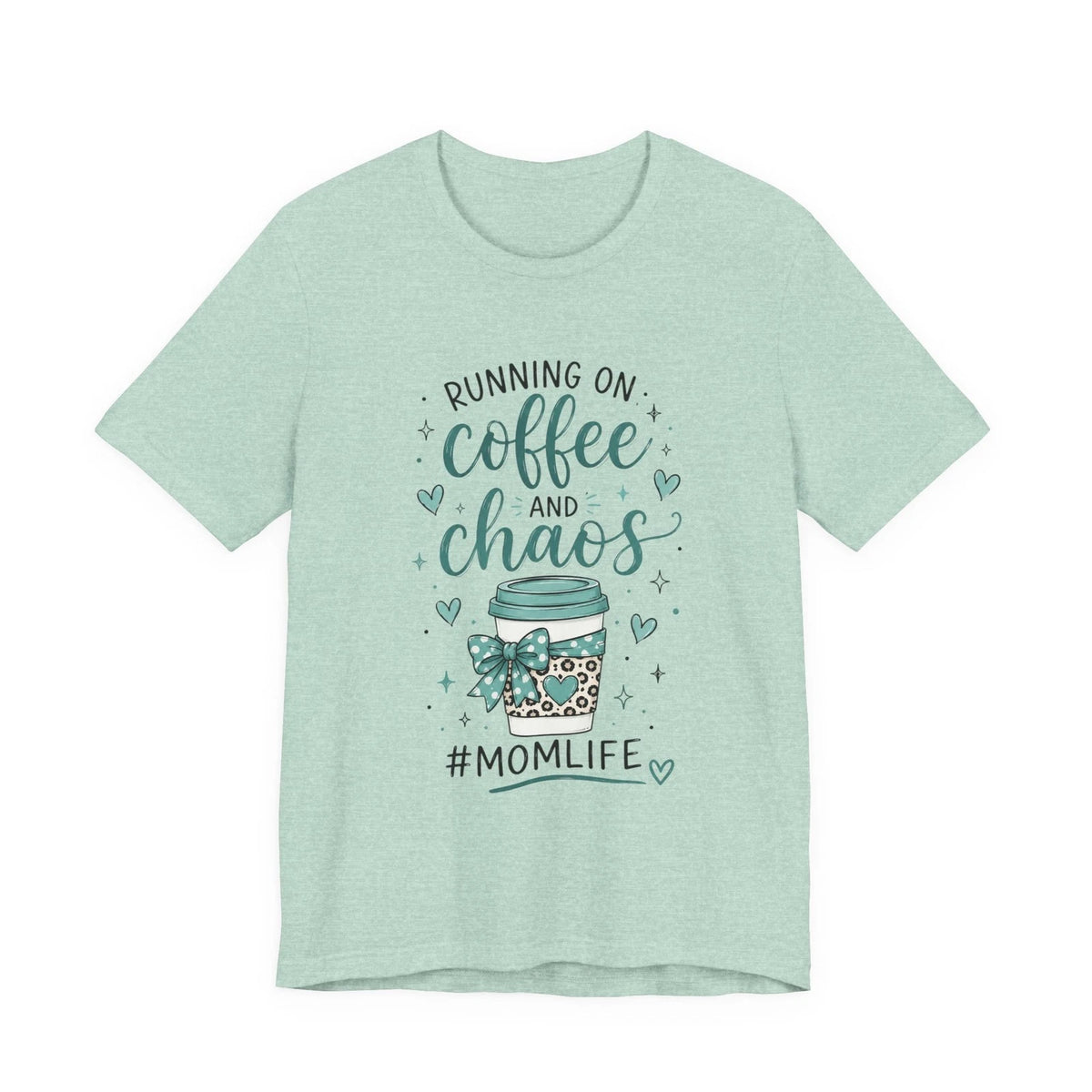 Running on Coffee and Chaos Tee | #MomLife coffee cup design