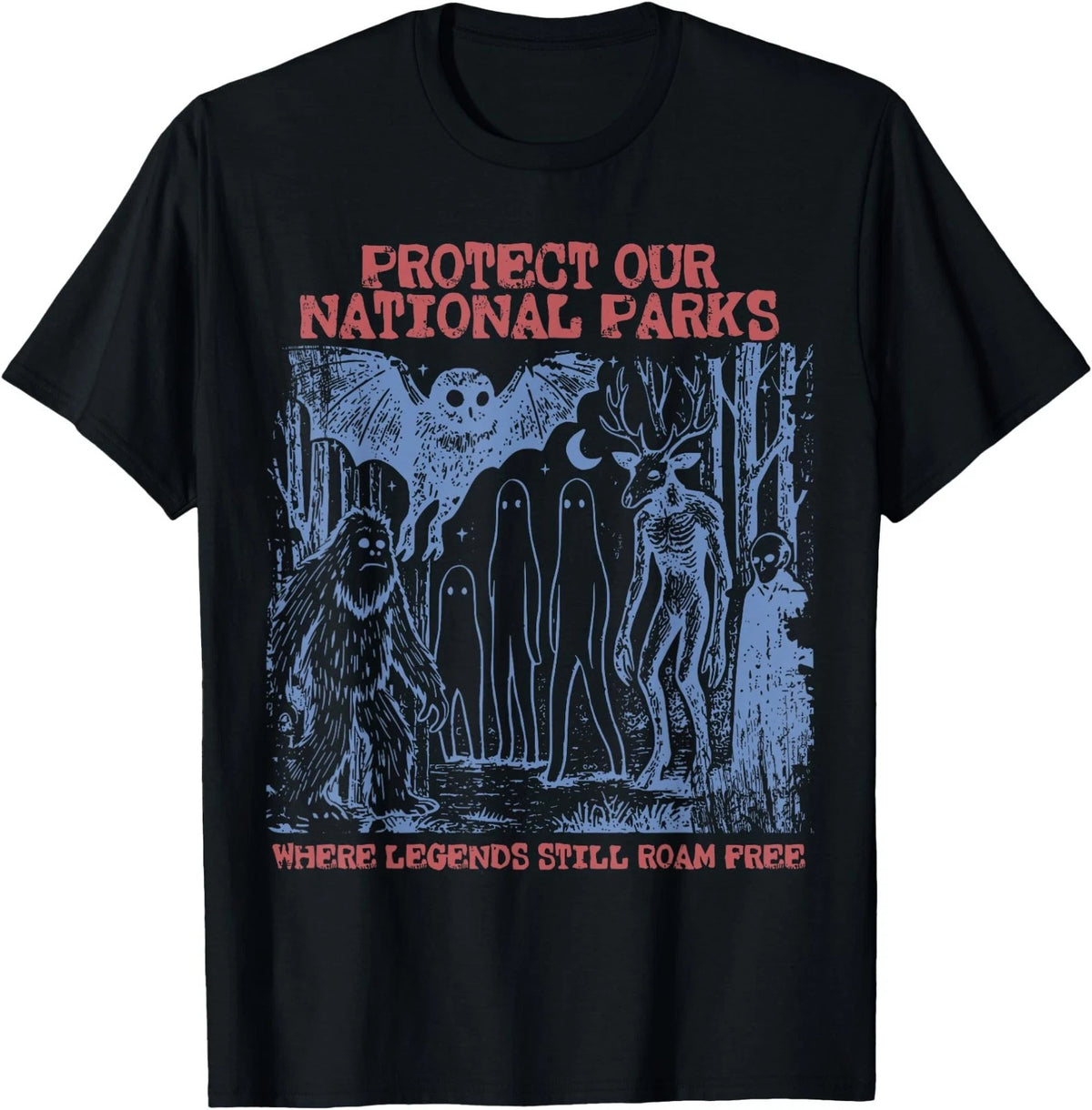 Protect Our National Parks Mothman Cryptid Weirdcore Horror T-Shirt