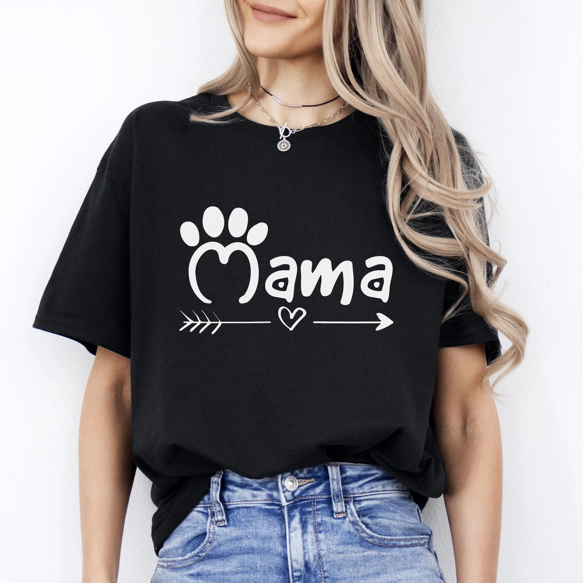 Dog Mama T-Shirt gift Dog owner paw dog mom Unisex tee Black Navy Dark Heather