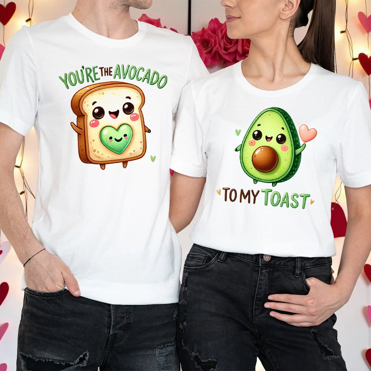 Couples Valentines Day Outfit Ideas Avocado Toast Matching T-Shirts Tee #VD