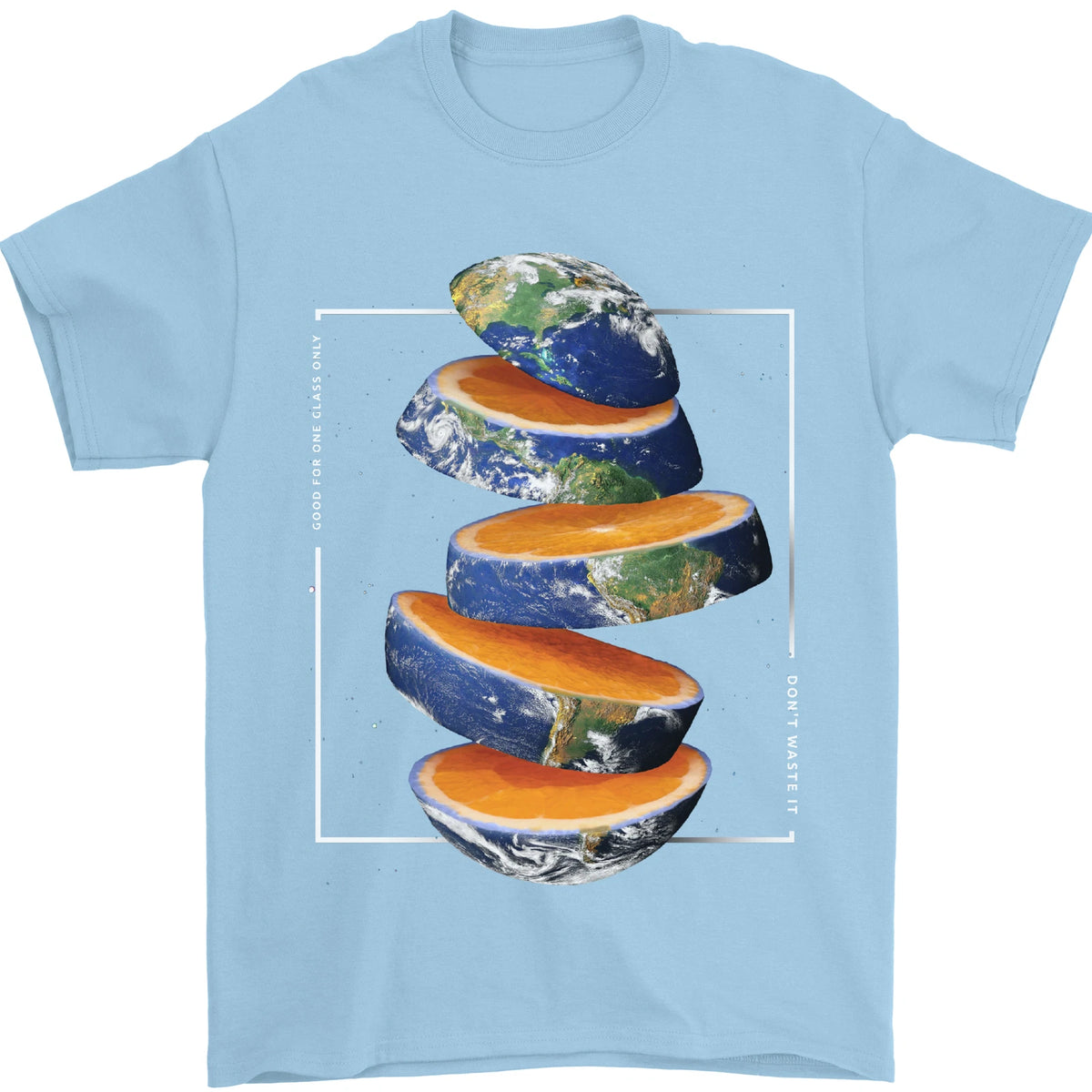 Our Orange Planet Earth One Glass Only Mens T-Shirt 100% Cotton