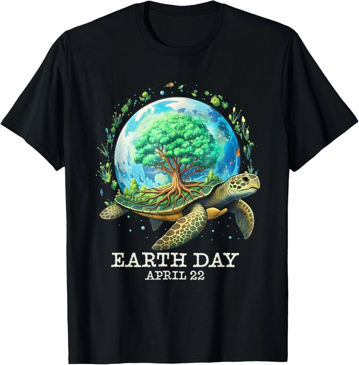 Earth Day 2026 Planet Sea Turtle Earth Lovers Women Men Gift Unisex T-Shirt