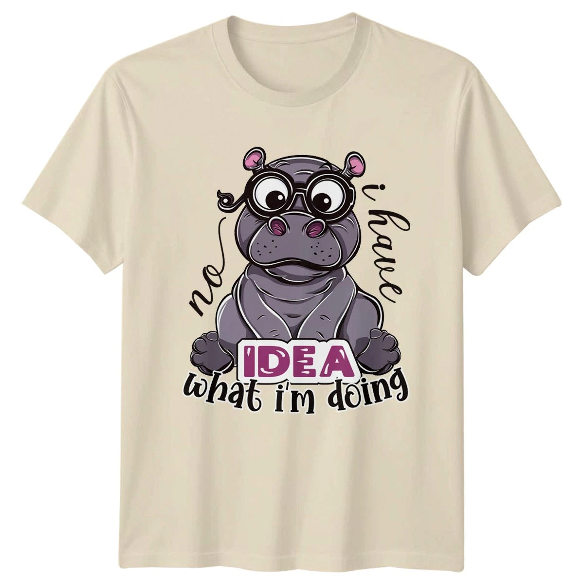 No I Have Idea What Im T-Shirt Nerdy Hippo Animal Humor