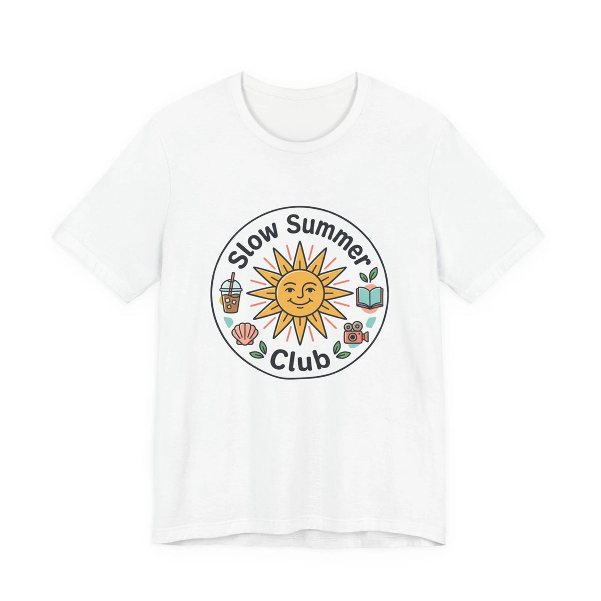 Slow Summer Club Tee | Sun Graphic, Chill Vibes, Beach Icons