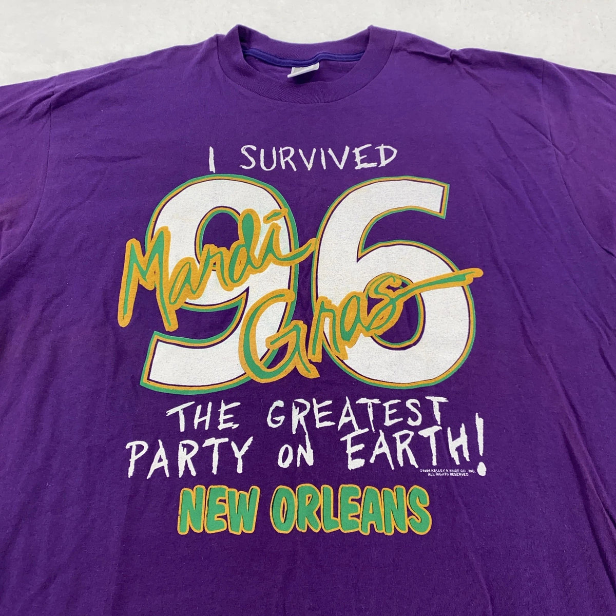 Vintage 1996 I Survived Mardi Gras Shirt Mens XL New Orleans Party 90s Tee