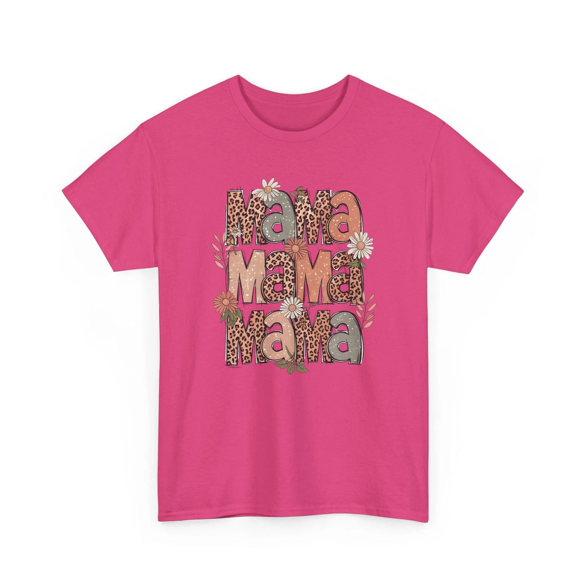 Leopard Mama Flower T-Shirt - Happy Floral Tee for Positive Energy