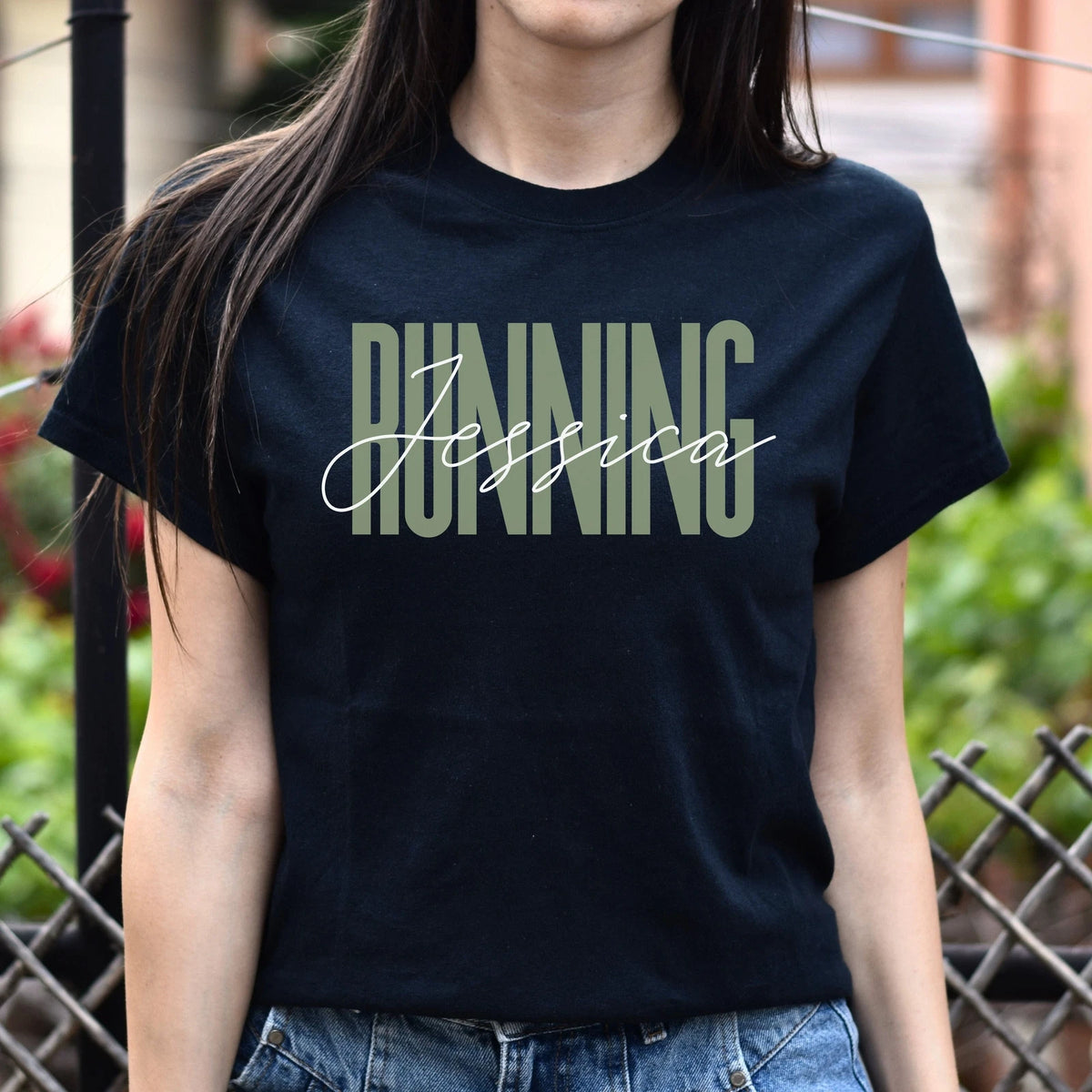 Running T-Shirt gift Marathon Runner Running mama Customized Unisex tee Black Na