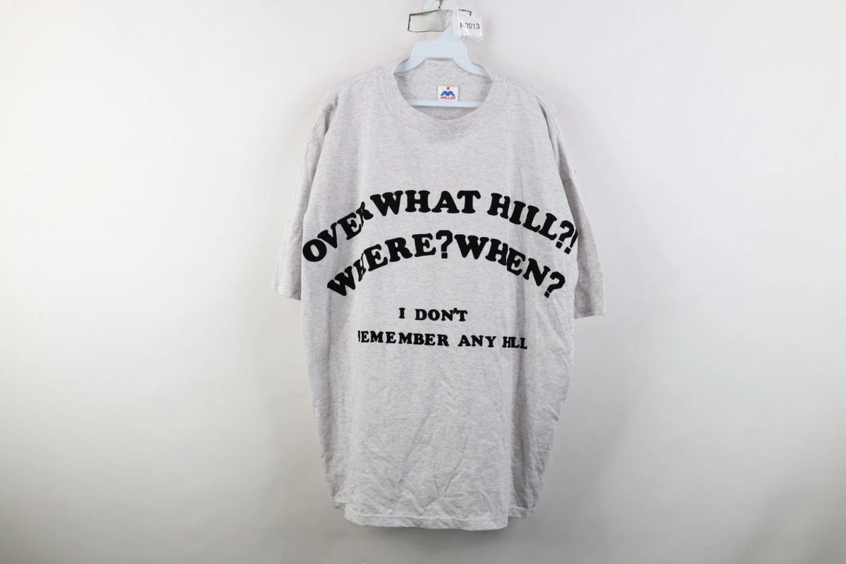 Vintage 90s Mens 2XL Funny Birthday Over The Hill Short Sleeve T-Shirt Gray USA