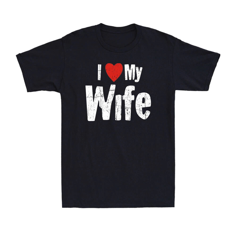 I Love My Wife T-Shirt Red Heart Valentine's Day Gift For Husband Men's T-Shirt