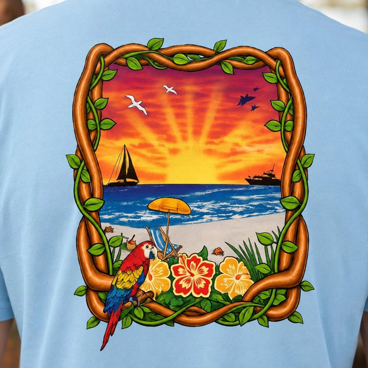 Beach Sunset Shirt Coastal Vacation Graphic Tee Tropical Summer Gift