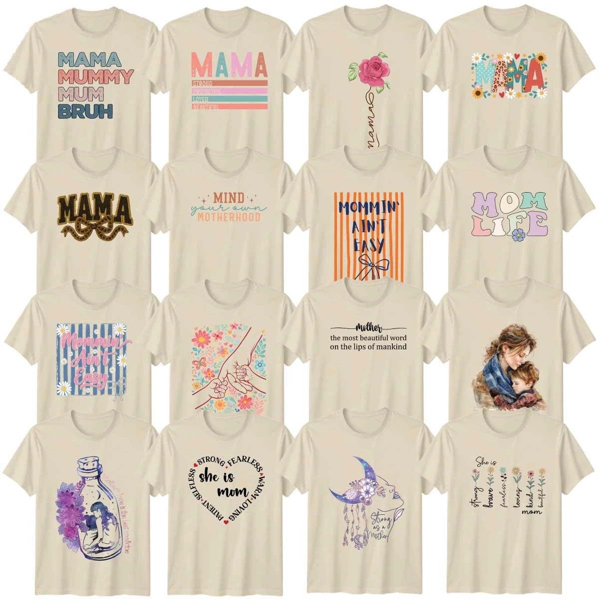 Boho Motherhood Adult T-Shirt Typography Relationships Family Gift
