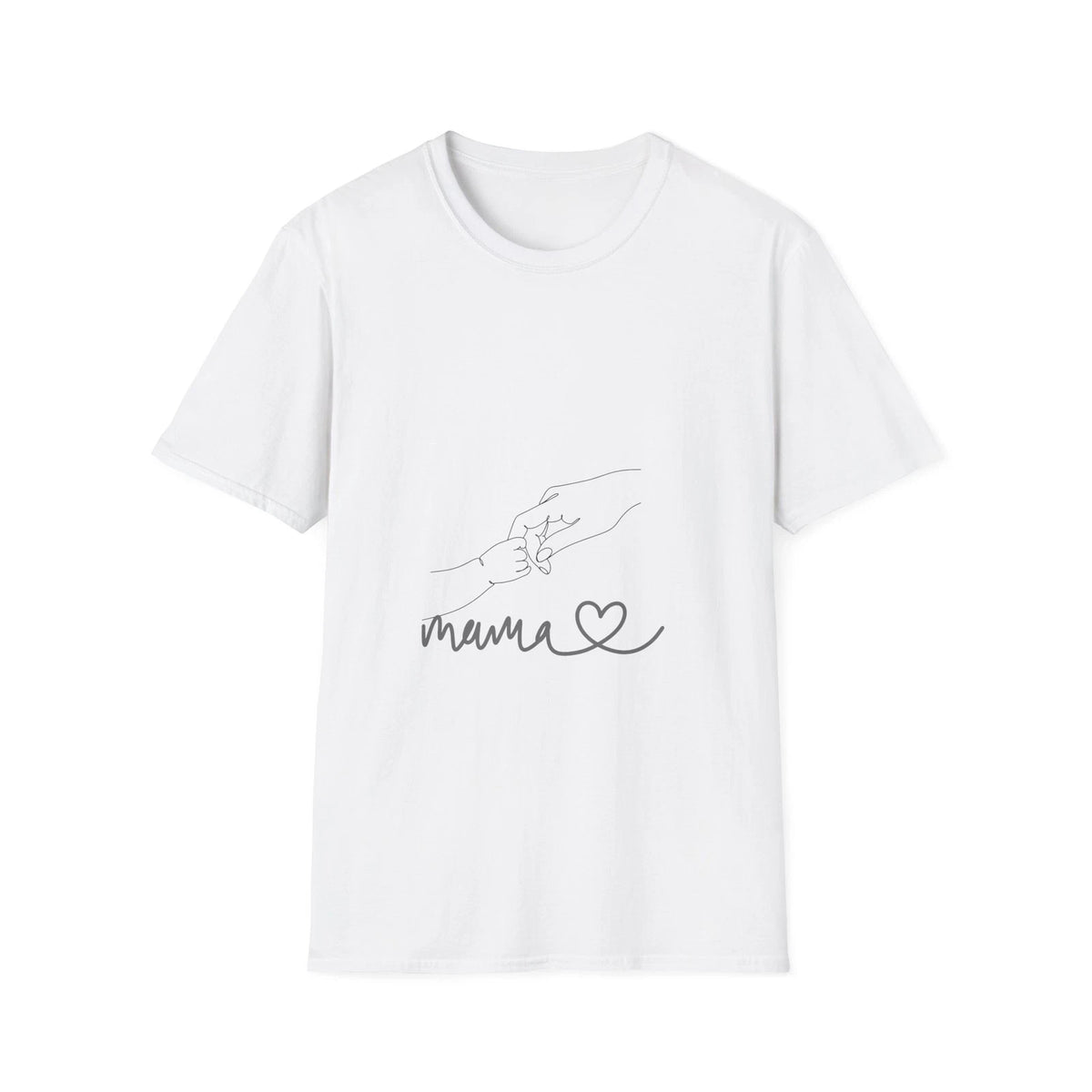 Mama Script Heart T-Shirt | Hands Holding Line Art
