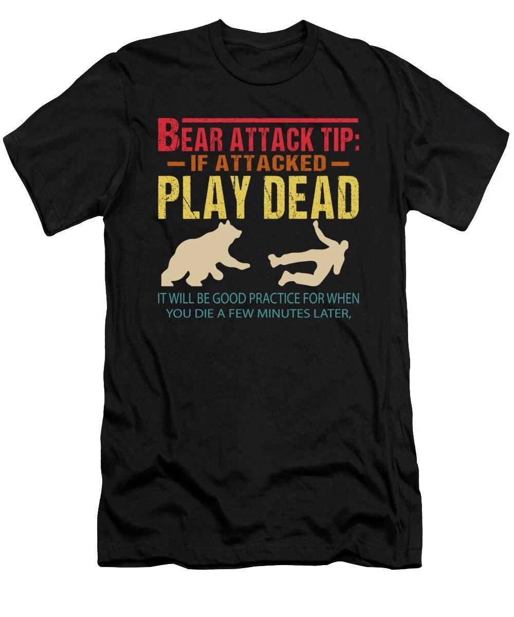 Funny Bear Attack Tip Camping Hiking Outdoors Vintage Gift Unisex T-Shirt