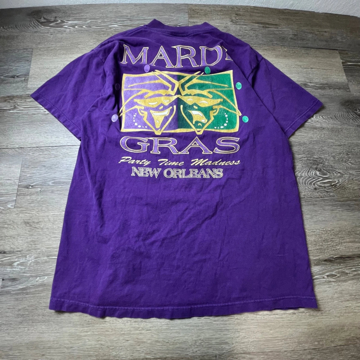 Vintage 1990s Mardi Gras Shirt Mens XL Purple New Orleans Jester Graphic tultex