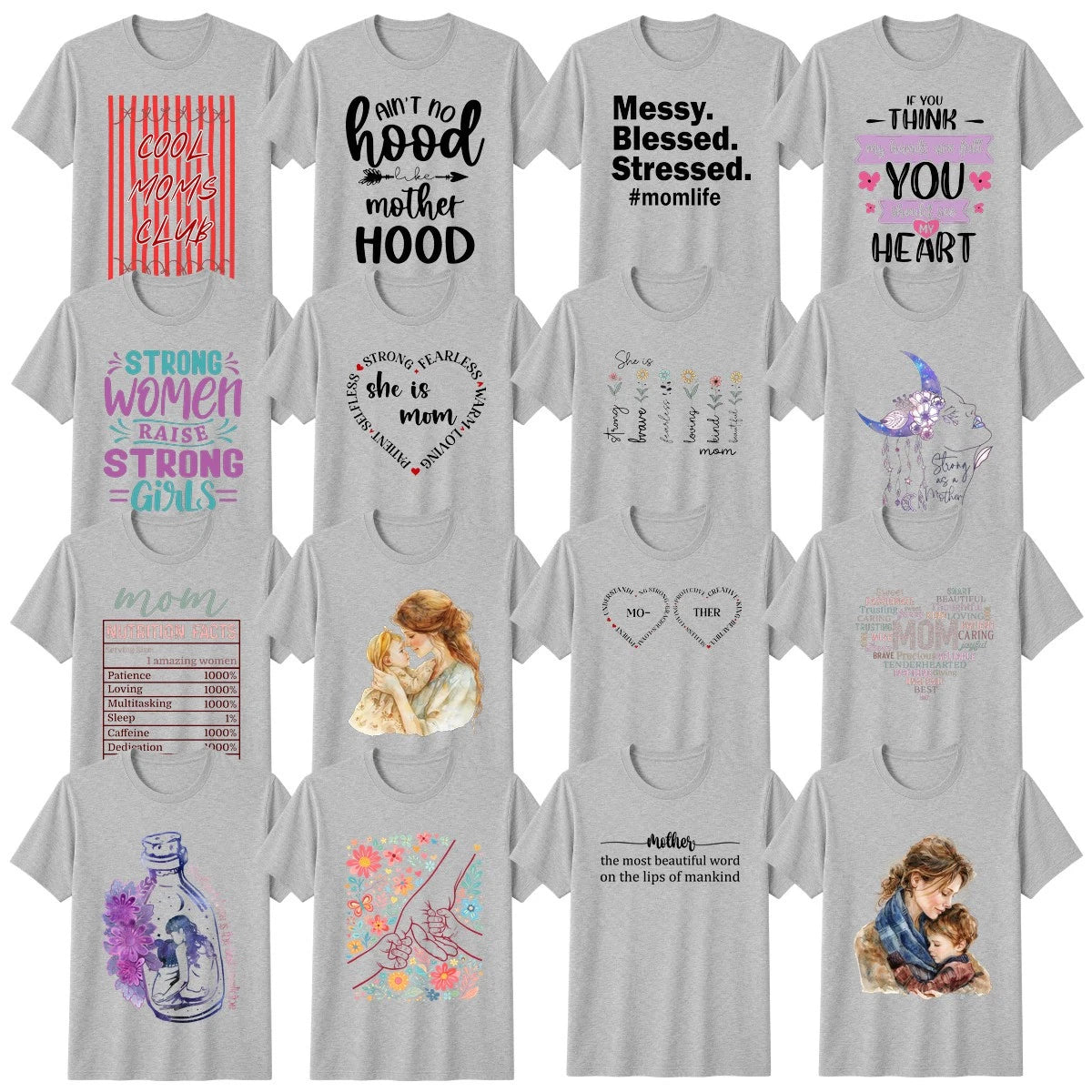 Boho Motherhood T-Shirt Typography Relationships Family Gift