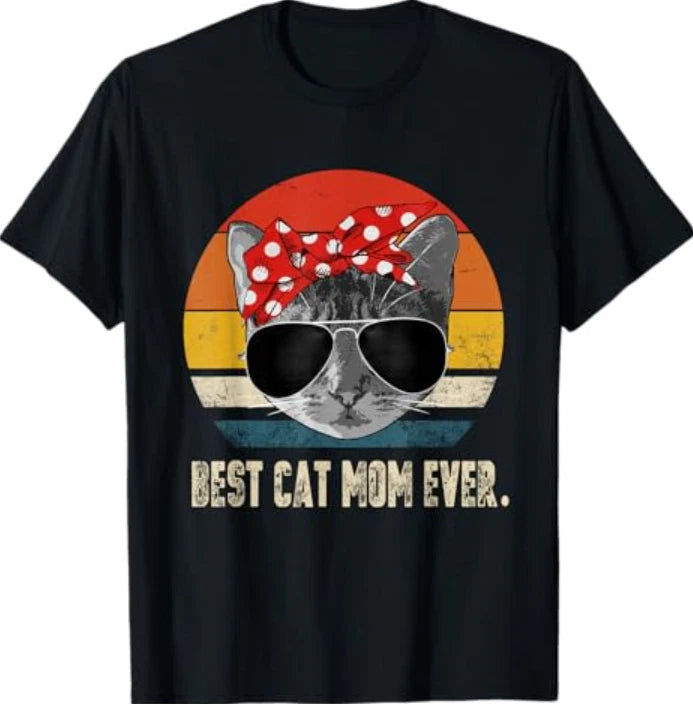Best Cat Mom Ever Vintage Retro Cat Mommy Cat Mother T-Shirt