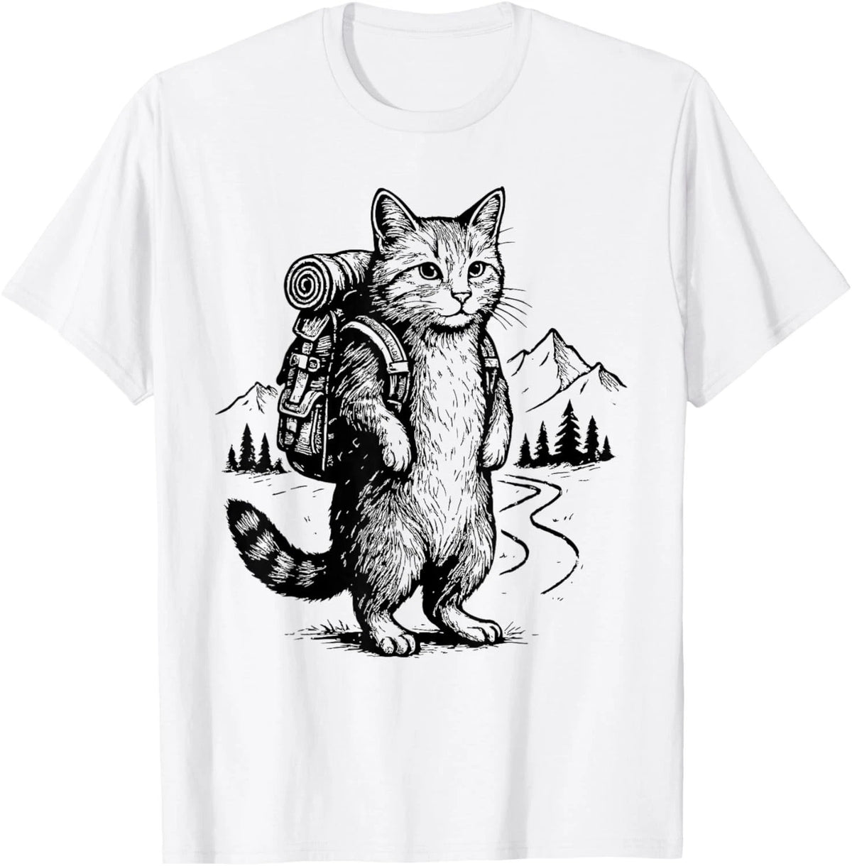 Funny Outdoor Tee Hiking Cat Backpacking Animals T-Shirt unisex T-Shirt