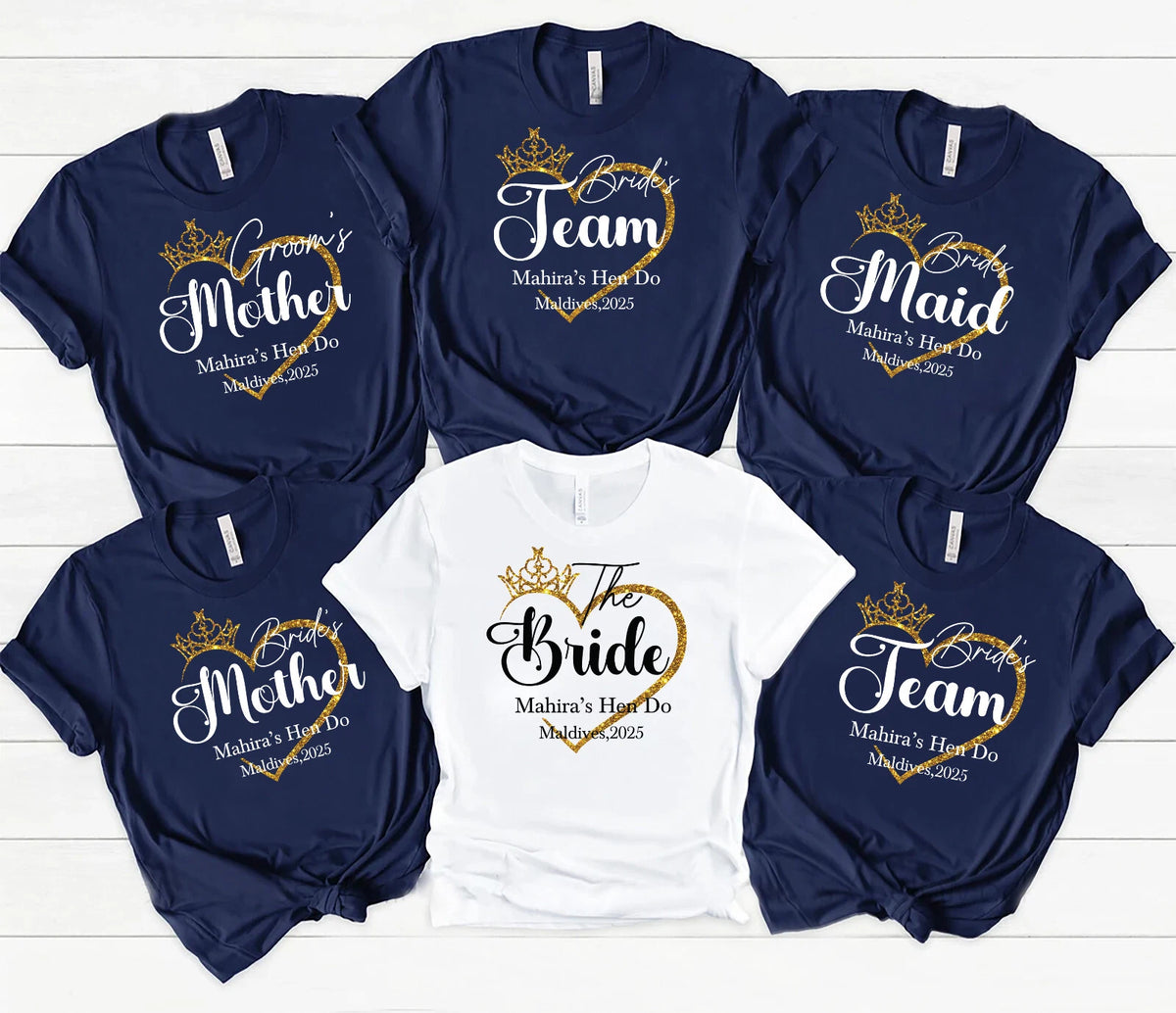 Personalised Hen Party T Shirts, Team Bachelorette Party Shirt, Crown Love team