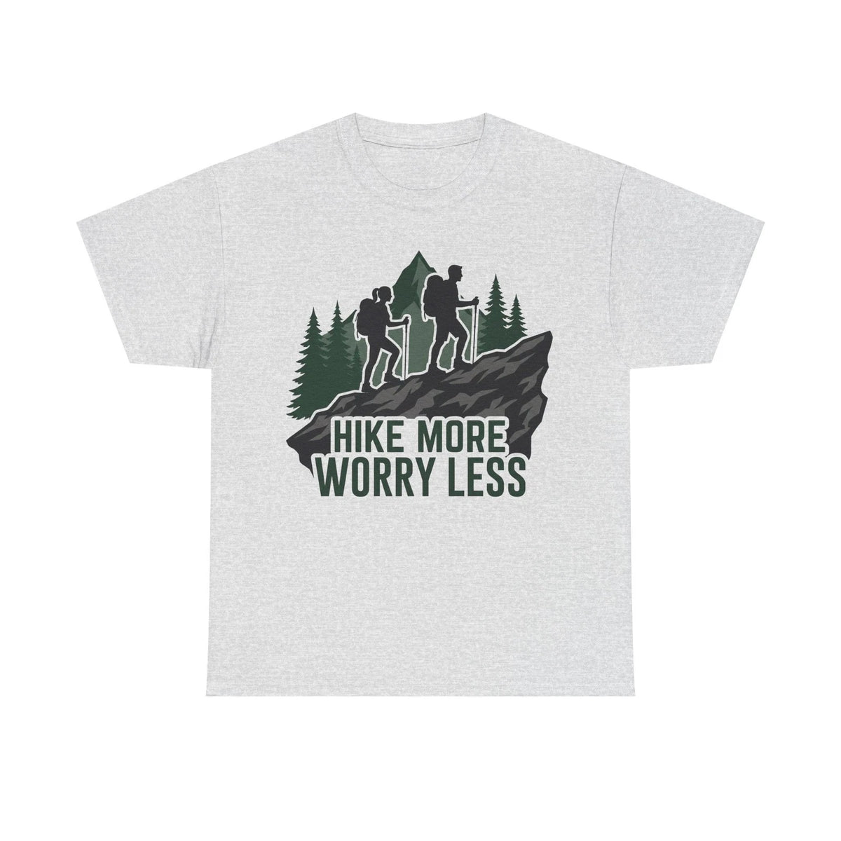 Mountain Hiking T-Shirt Unisex Hike More Worry Less Graphic Tee Adventure Shirt