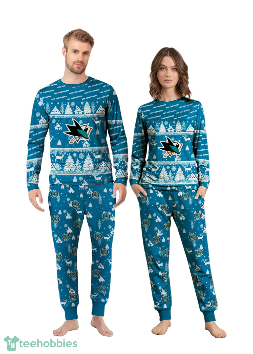 San Jose Sharks Christmas Pattern Family Matching Pajamas Sets Best Gift For Christmas