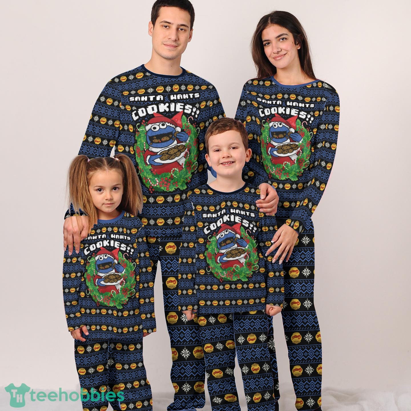 Santa Wants Cookies Cute Christmas Family Pajamas Set